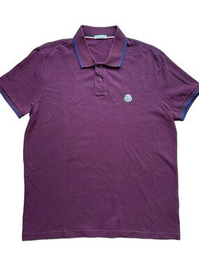 Moncler Maglia Polo Burgundy Navy Tip Cotton Piquet L